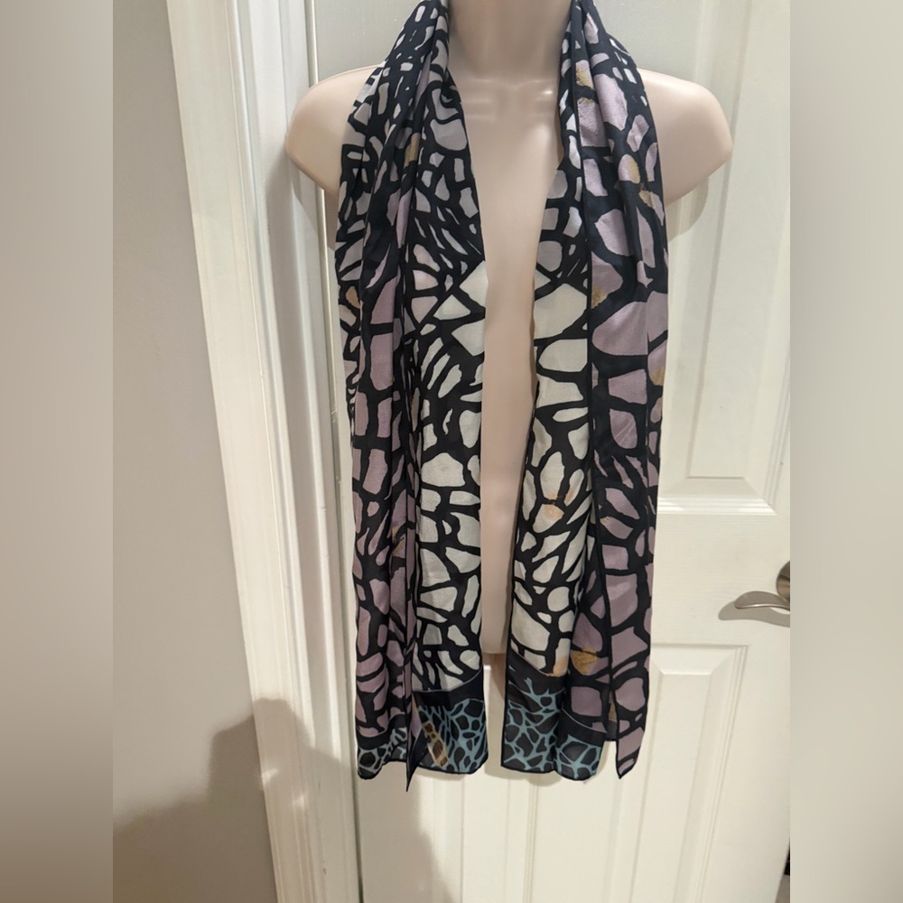 ACÁ Silk Scarf Abstract Patterned Scarf 17” W x 60” L NWT